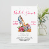 Elegante Roze Roos Zilveren Schoen Bruidsmeisjesfe Kaart (Staand voorkant)