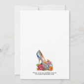 Elegante Roze Roos Zilveren Schoen Bruidsmeisjesfe Kaart (Achterkant)