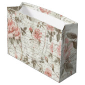 Elegante Roze Rose Gift Bag Groot Cadeauzakje (Achterkant Gekanteld)