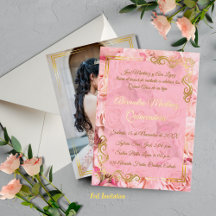Elegante Roze Rose Gold Bloemige Quinceañera