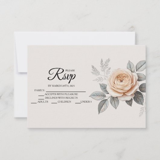 Elegante roze Rose RSVP kaarten Kaartje (Voorkant)