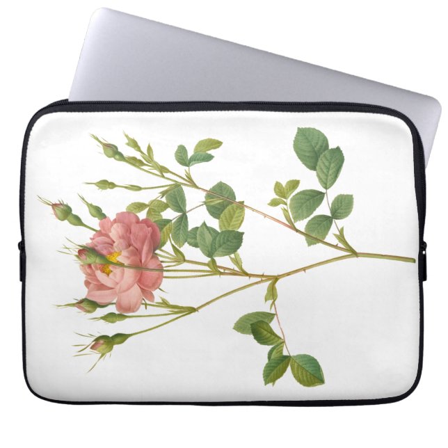 Elegante roze Rosebud Botanische Laptop Mouw Sleeve (Voorkant)