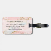 Elegante Roze Roze Agaten Initiaal Script Letterty Bagagelabel (Achterkant horizontaal)