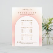 Elegante Roze Roze Beige Ombre Gradiënt Prijslijst (Staand voorkant)
