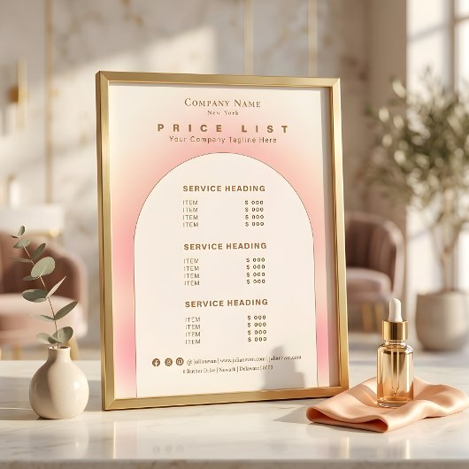 Elegante Roze Roze Beige Ombre Gradiënt Prijslijst