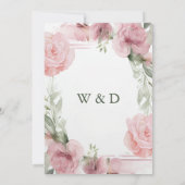 Elegante Roze Roze Bloem Bruids Douche Uitnodiging (Achterkant)