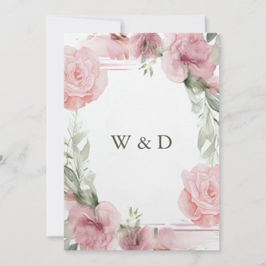 Elegante Roze Roze Bloem Bruids Douche Uitnodiging (Achterkant)