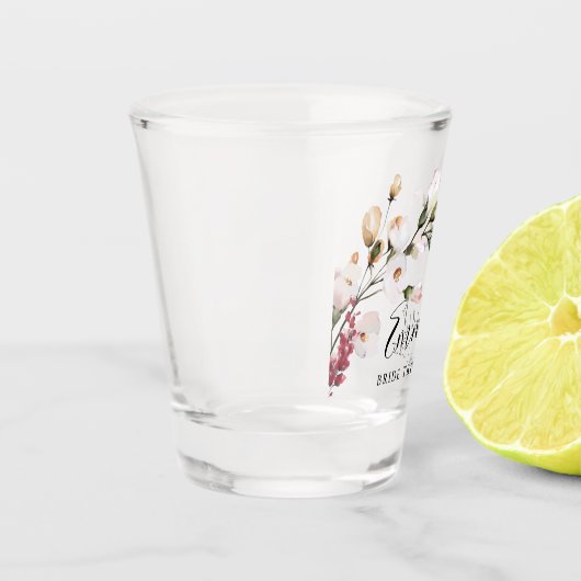 Elegante Roze Roze Bloem Bruidsfeest Shot Glas (Links)