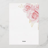 Elegante Roze Roze Bloem Bruiloft Folie Uitnodiging (Achterkant)