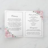 Elegante Roze Roze Bloem Foto Rouw Herdenking Programma (Binnen)