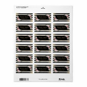 Elegante Roze Roze Bloem Zwarte Witte Goud Etiket (Full Sheet)