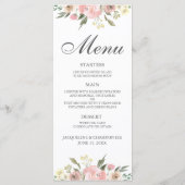 Elegante Roze Roze Bloemachtige Bruiloft 2-zijdig Menu (Achterkant)