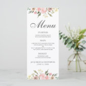 Elegante Roze Roze Bloemachtige Bruiloft 2-zijdig Menu (Staand voorkant)