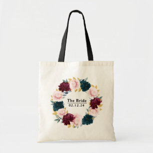 Elegante Roze Roze Bloemachtige Persoonlijke Bruid Tote Bag