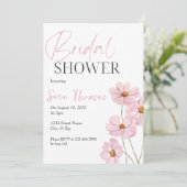 Elegante Roze Roze Bloemen Bruidsmeisjes Uitnodigi Kaart (Staand voorkant)