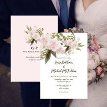 Elegante Roze Roze Bloemen met RSVP Trouwfeest