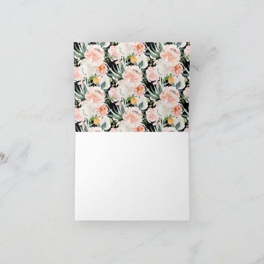 Elegante Roze & Roze Bloemige Baby Shower Bedankje Bedankkaart (Binnen)