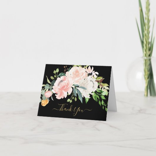 Elegante Roze & Roze Bloemige Baby Shower Bedankje Bedankkaart (Voorkant)