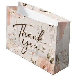 Elegante Roze Roze Bloemige Bedankzak Groot Cadeauzakje