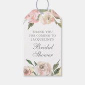 Elegante Roze Roze Bloemige Bruidsdouche Cadeaulabel (Voorkant)