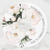 Elegante Roze Roze Bloemige Bruidsfeest Favor Wijnglaslabel (Voorkant)