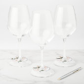 Elegante Roze Roze Bloemige Bruidsfeest Favor Wijnglaslabel (Set)