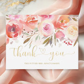 Elegante Roze Roze Bloemige Bruiloft Dank Je Briefkaart