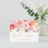 Elegante Roze Roze Bloemige Bruiloft Dank Je Briefkaart (Staand voorkant)