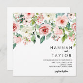 Elegante Roze Roze Bloemige Bruiloft Kaart (Voorkant / Achterkant)