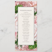 Elegante Roze Roze Bloemige Crème Trouwprogramma Programmakaart (Achterkant)