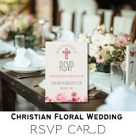 Elegante Roze Roze Bloemige Inspirerende Huwelijk RSVP Kaartje