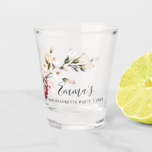 Elegante Roze Roze Bloemige Meisjesuitstap Shot Glas