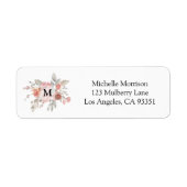 Elegante Roze Roze Bloemige Monogram Etiket (Voorkant)