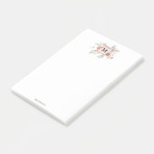 Elegante Roze Roze Bloemige Monogram Post-it® Notes (Schuin)