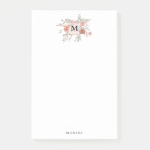 Elegante Roze Roze Bloemige Monogram Post-it® Notes (Voorkant)