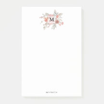 Elegante Roze Roze Bloemige Monogram