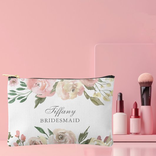 Elegante Roze Roze Bloemige Persoonlijke Bruidsmei Etui