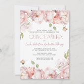 Elegante Roze Roze Bloemige Quinceanera Kaart (Voorkant)
