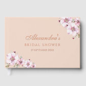 Elegante Roze Roze Bloemige Rozen Bruidsdouche Gastenboek (Voorkant)