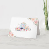 Elegante Roze Roze Bloemige Theepartij Bruiloft Bedankkaart (Achterkant)
