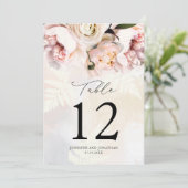Elegante Roze Roze Bloemige Trouwtafel Nummers Kaart (Staand voorkant)