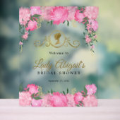 Elegante Roze Roze Bloemrijke Victoriaanse Bruidsd Acryl Bord (Neutraal)