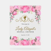 Elegante Roze Roze Bloemrijke Victoriaanse Bruidsd Acryl Bord (Voorkant)