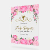 Elegante Roze Roze Bloemrijke Victoriaanse Bruidsd Acryl Bord (Hoek)