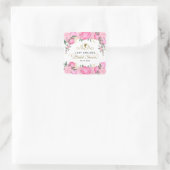 Elegante Roze Roze Bloemrijke Victoriaanse Bruidsf Vierkante Sticker (Tas)