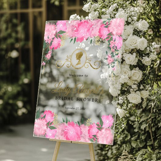 Elegante Roze Roze Bloemrijke Victoriaanse Bruilof Acryl Bord