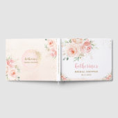 Elegante Roze Roze Bloemrozen Gouden Bruiloft Fees Gastenboek (Volledig)
