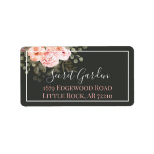 Elegante Roze Roze Bloemrozen Moderne Adreskaart Etiket