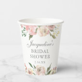 Elegante Roze Roze Bloemstuk Aangepaste Bruidsdouc Papieren Bekers (Voorkant)