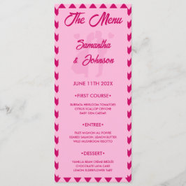 Elegante Roze Roze Chevron Streep Trouwdiner Menu